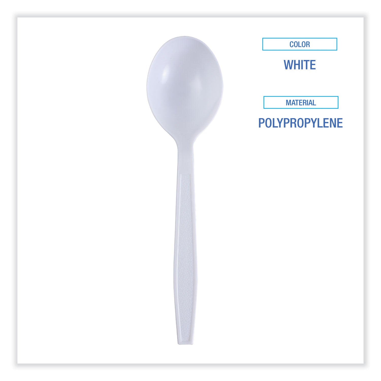 Heavyweight Wrapped Polypropylene Cutlery, Soup Spoon, Plastic, White, 1,000/Carton