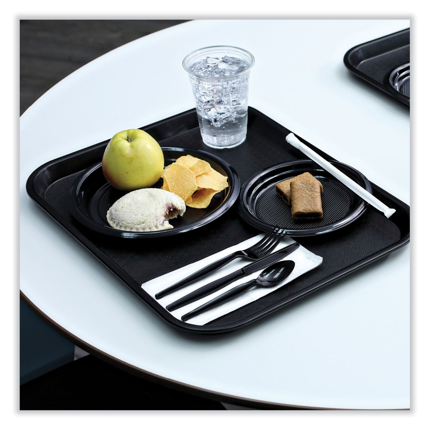 Heavyweight Wrapped Polystyrene Cutlery, Spoon, Plastic, Black, 1,000/Carton
