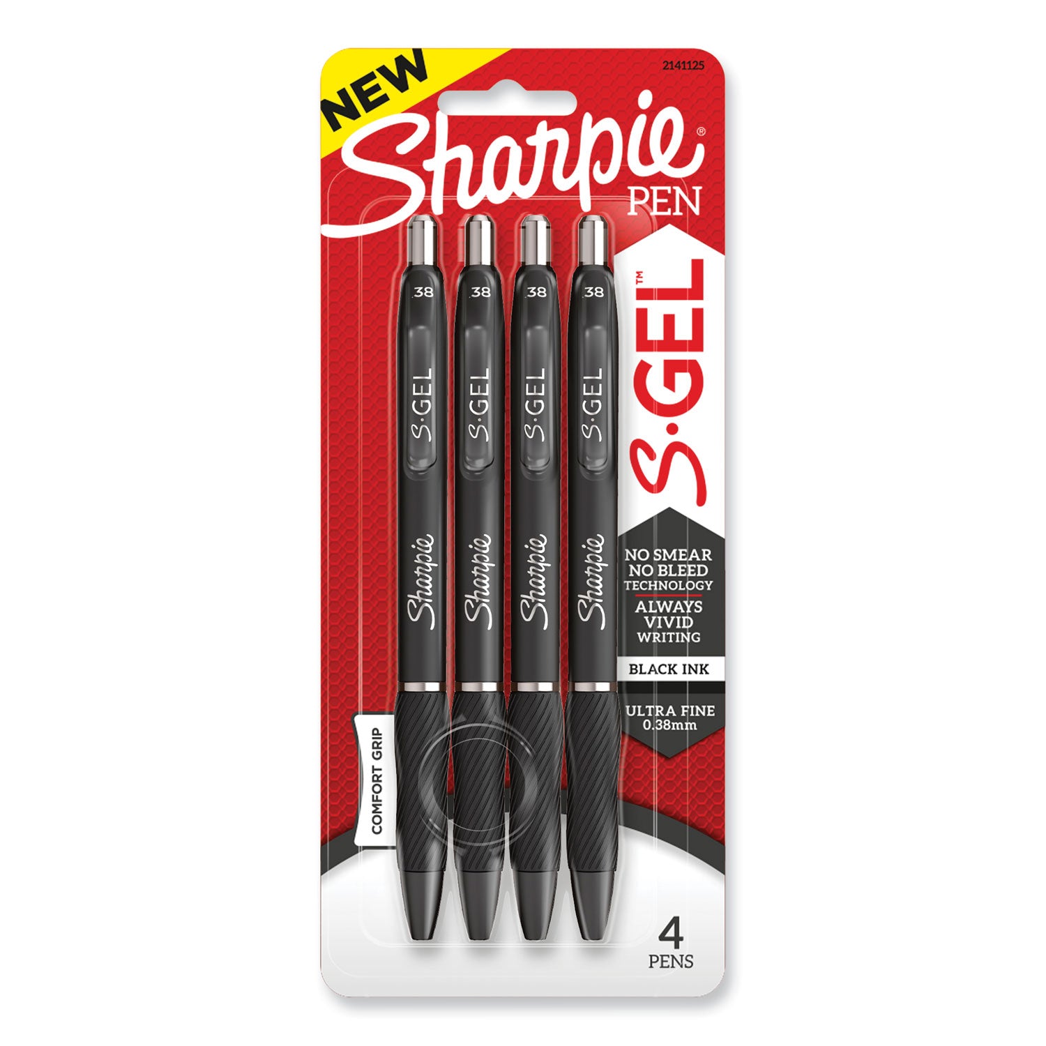 Sharpie S-Gel Pens - 0.38 mm Pen Point - Black Ink - Gel-based - 4 / Pack
