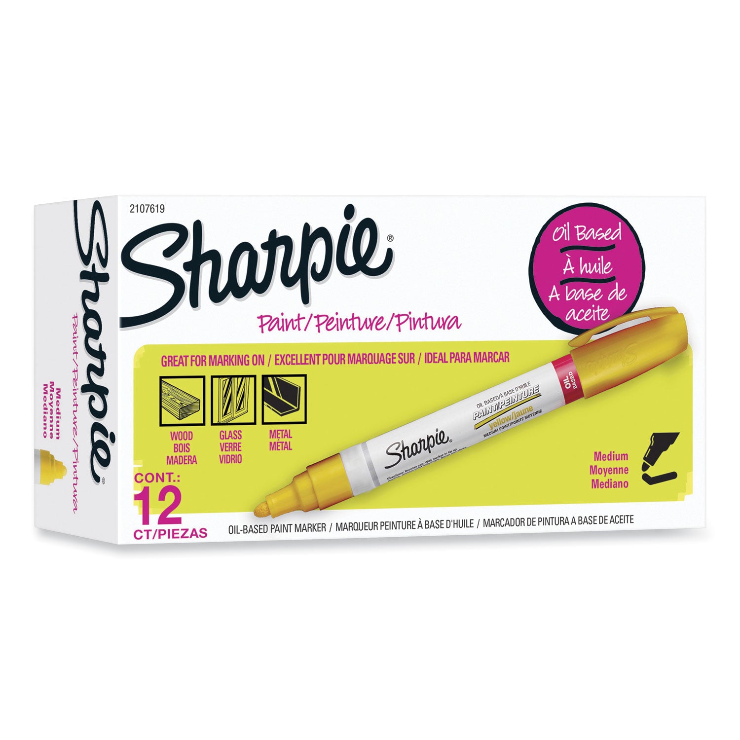 Sharpie Oil-based Paint Markers - Medium Marker Point - Yellow Ink - Oil Based - 1 Dozen