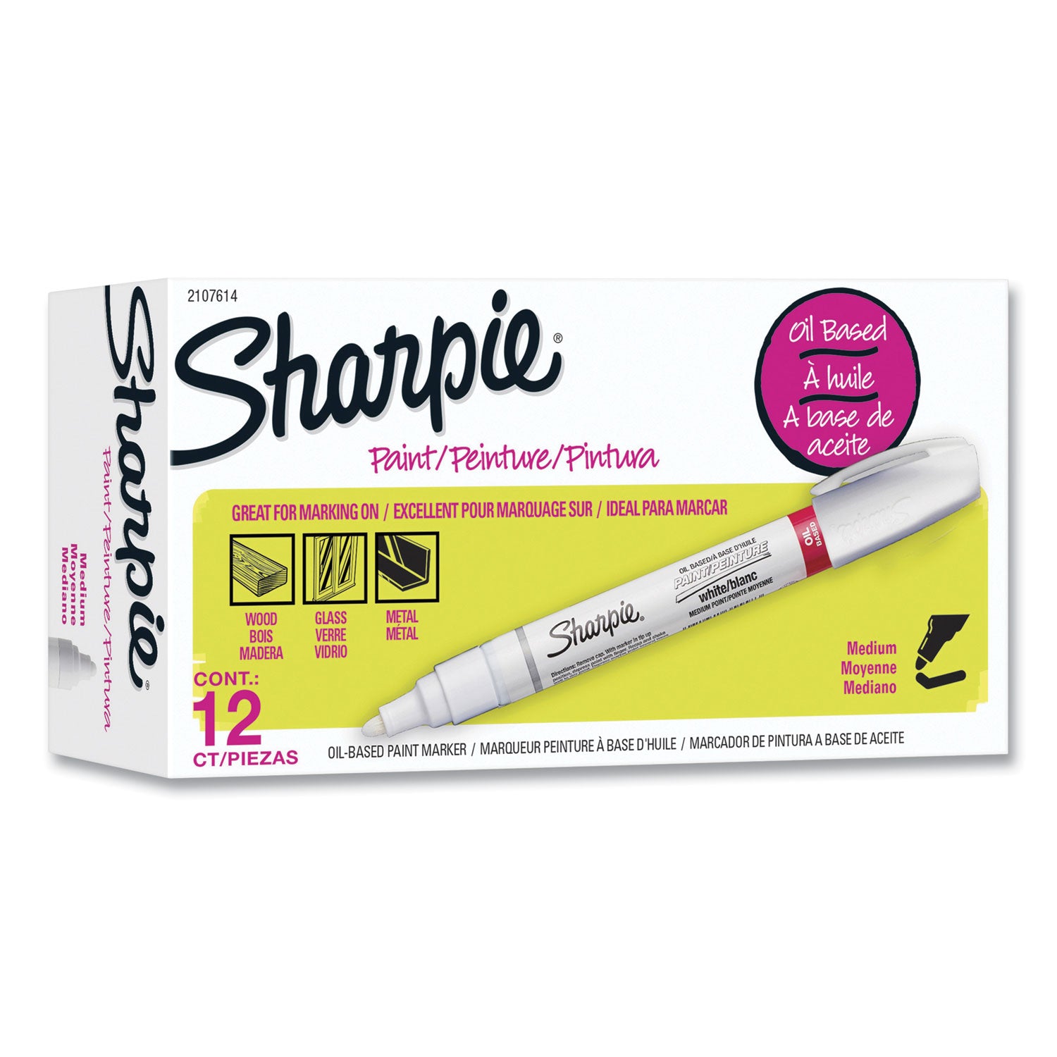 Sharpie Oil-based Paint Markers - Medium Marker Point - White Ink - Oil Based - 1 Dozen