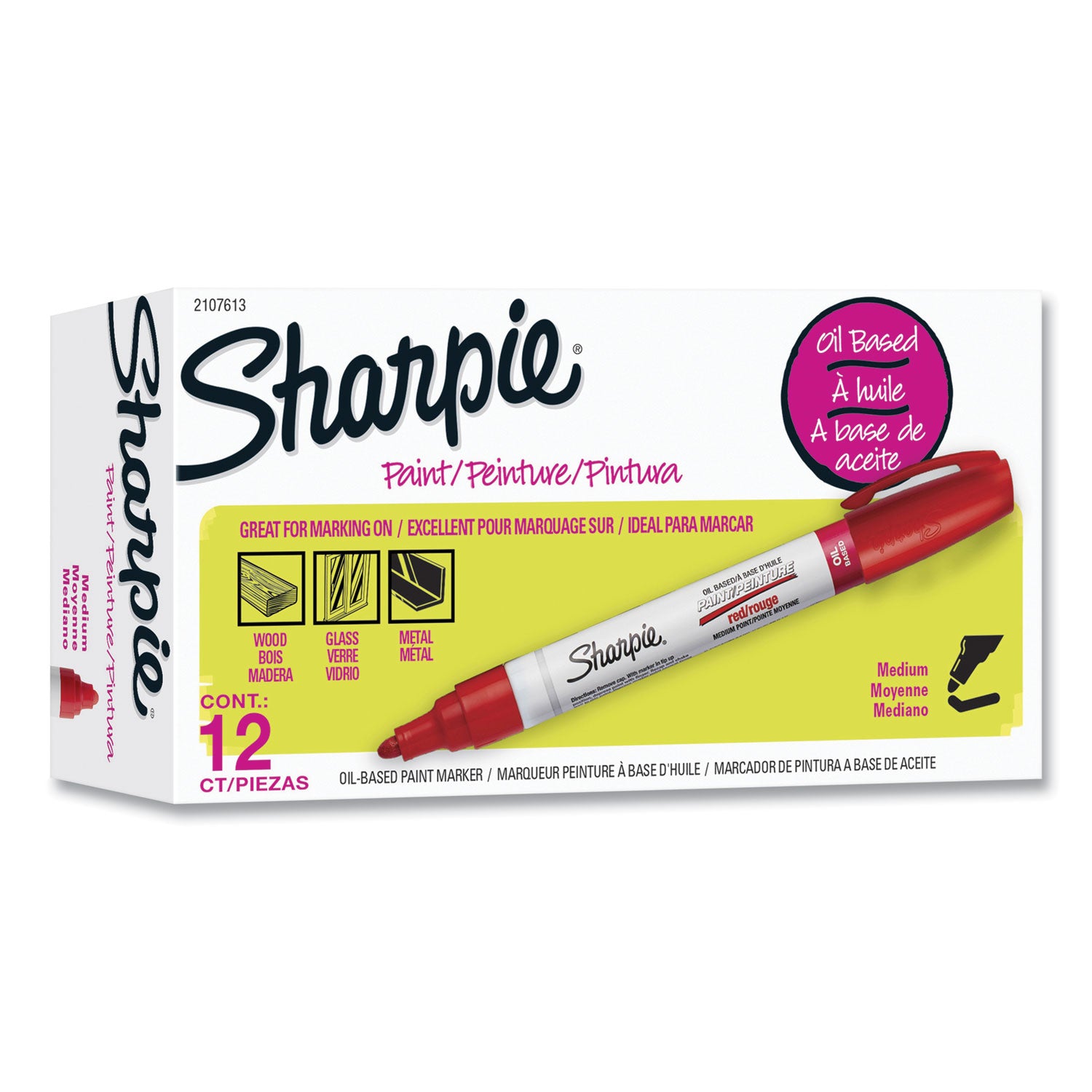 Sharpie Oil-based Paint Markers - Medium Marker Point - Red Ink - Oil Based - 12 / Dozen