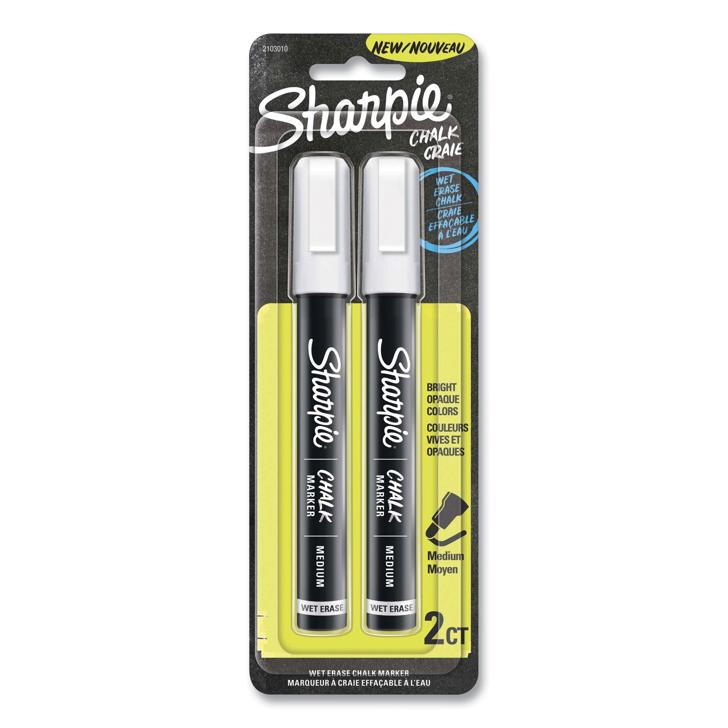Sharpie Wet Erase Chalk Markers - Medium Marker Point - White Ink - 2 / Pack