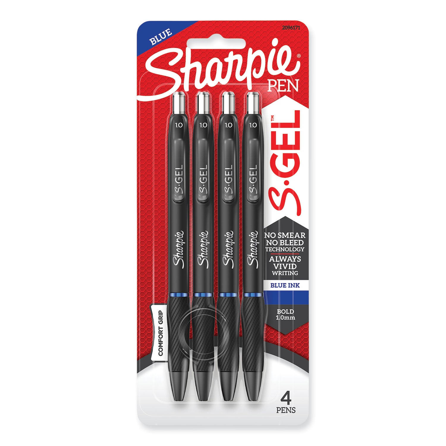 Sharpie S-Gel Pens - 1 mm Pen Point - Blue Ink - Gel-based - Black Barrel - 4 / Pack