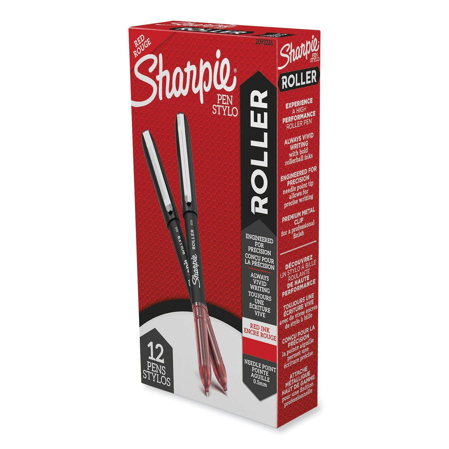 Sharpie Rollerball Pens - 0.5 mm Fine Needle Pen Point - Red Ink - Red Barrel - 1 Dozen