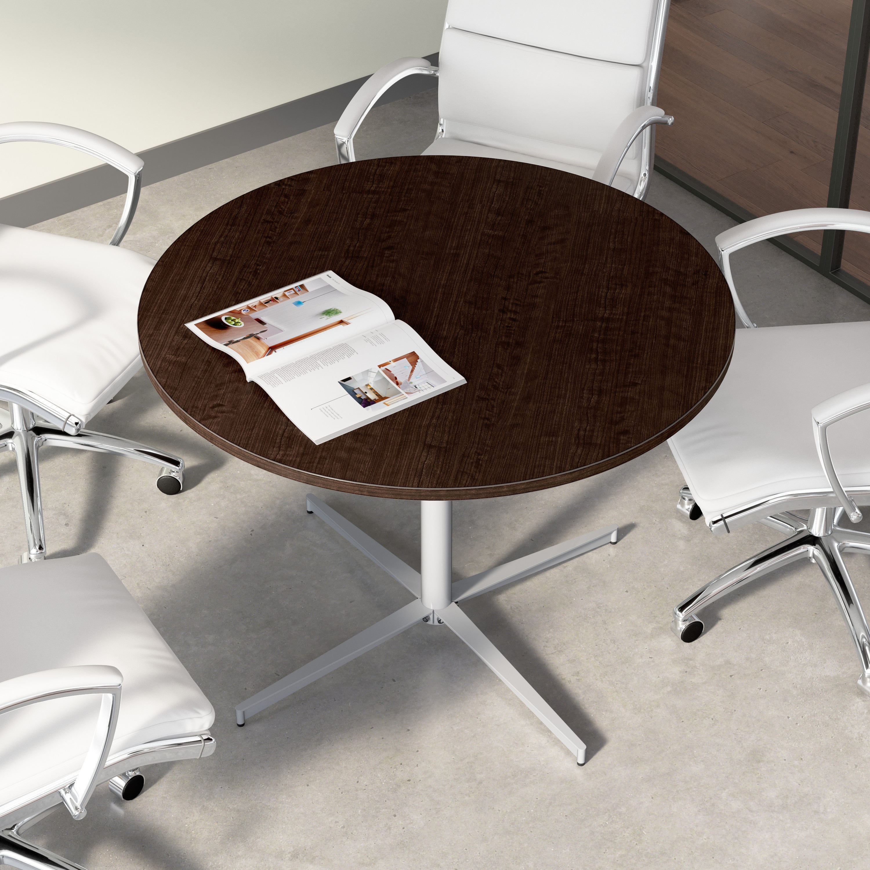 Bush Business Furniture 42-inch Round Conference Table with Metal Base in Mocha Cherry - 41.38" Width x 41.38" Depth x 30.33" Height