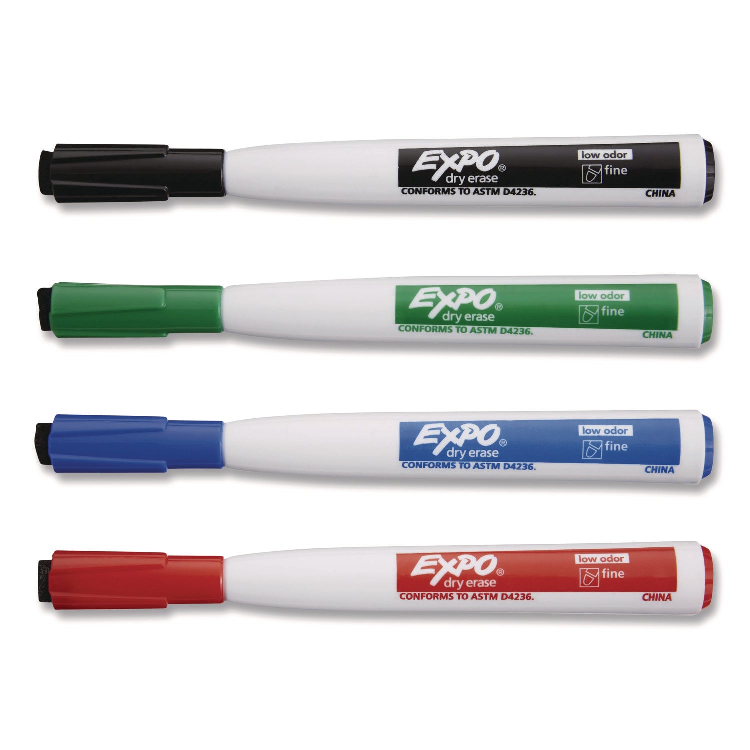 Expo Eraser Cap Fine Magnetic Dry Erase Markers - Medium, Fine, Broad Marker Point - Assorted Ink - 4 / Pack