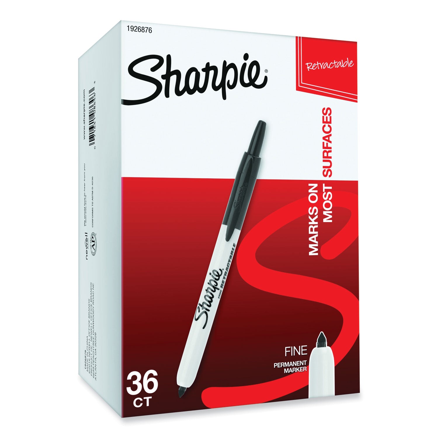 Fine Marker Point - Retractable - Black Ink - 36 / Box