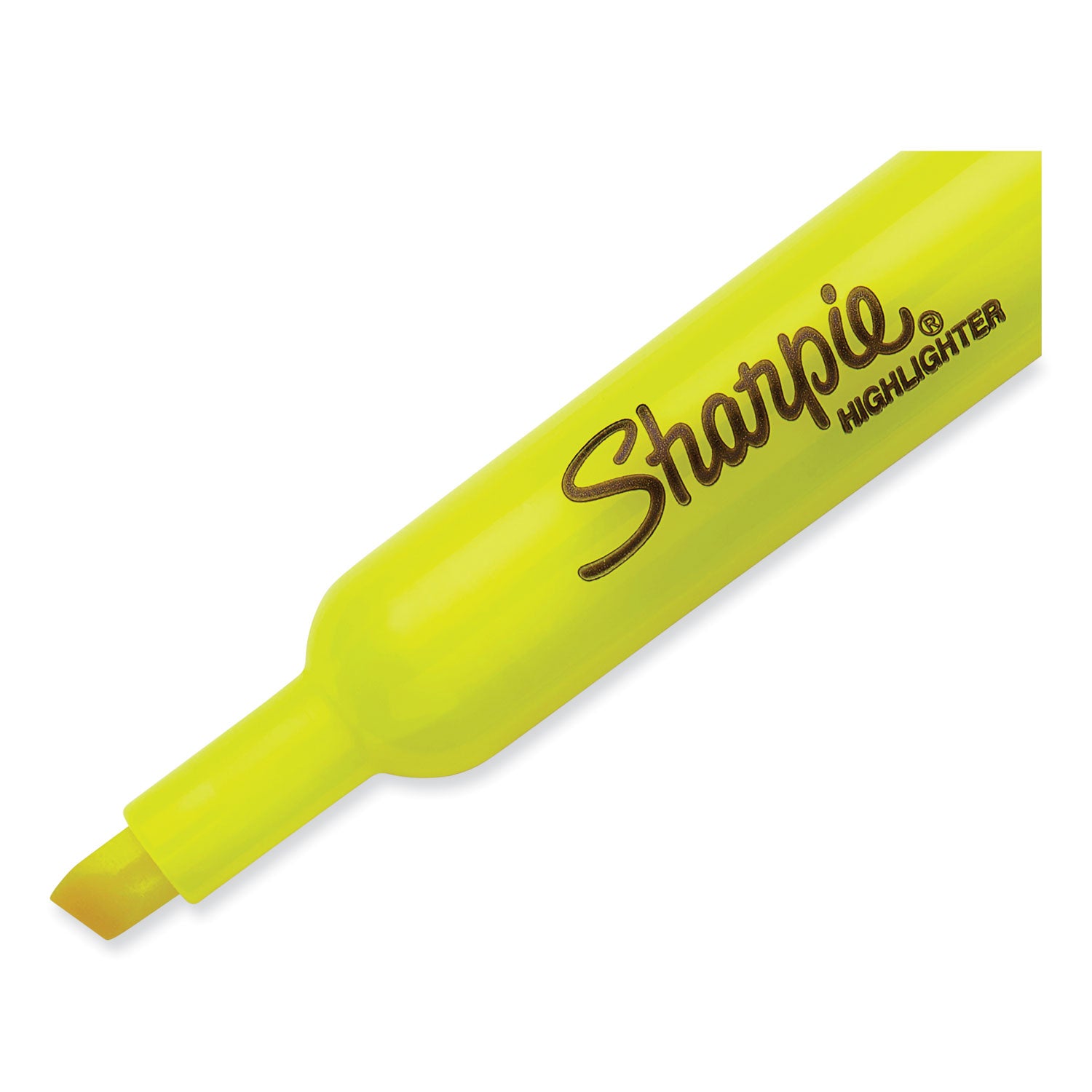 Sharpie SmearGuard Tank Style Highlighters - Narrow Narrow Chisel, Wide Marker Point - Fluorescent Yellow Ink - 36 / Pack
