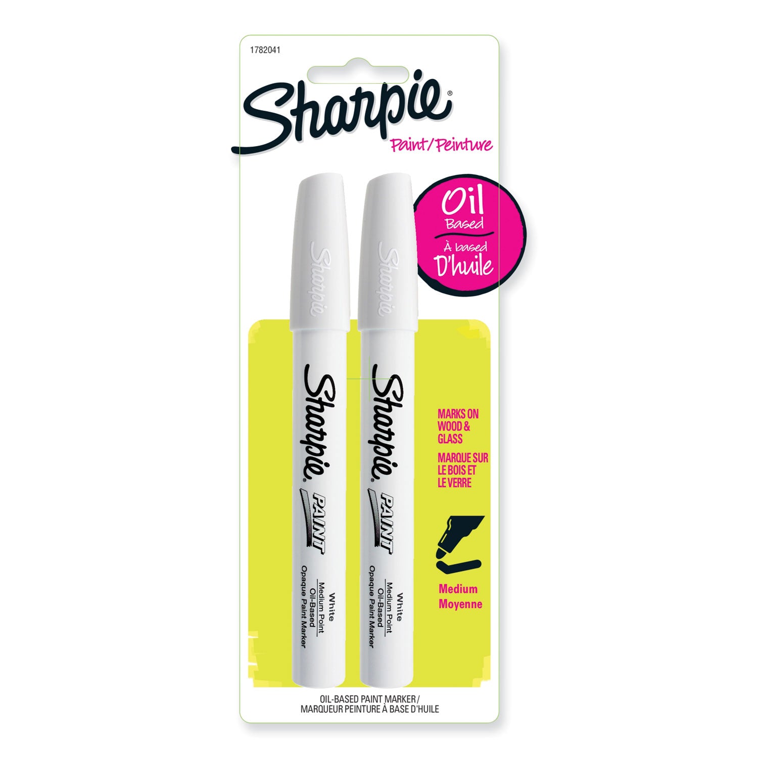 Permanent Paint Marker, Medium Bullet Tip, White, 2/pack