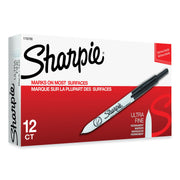 Sharpie Retractable Ultra Fine Point Permanent Marker - Ultra Fine Marker Point - Retractable - Black Ink - 1 Dozen