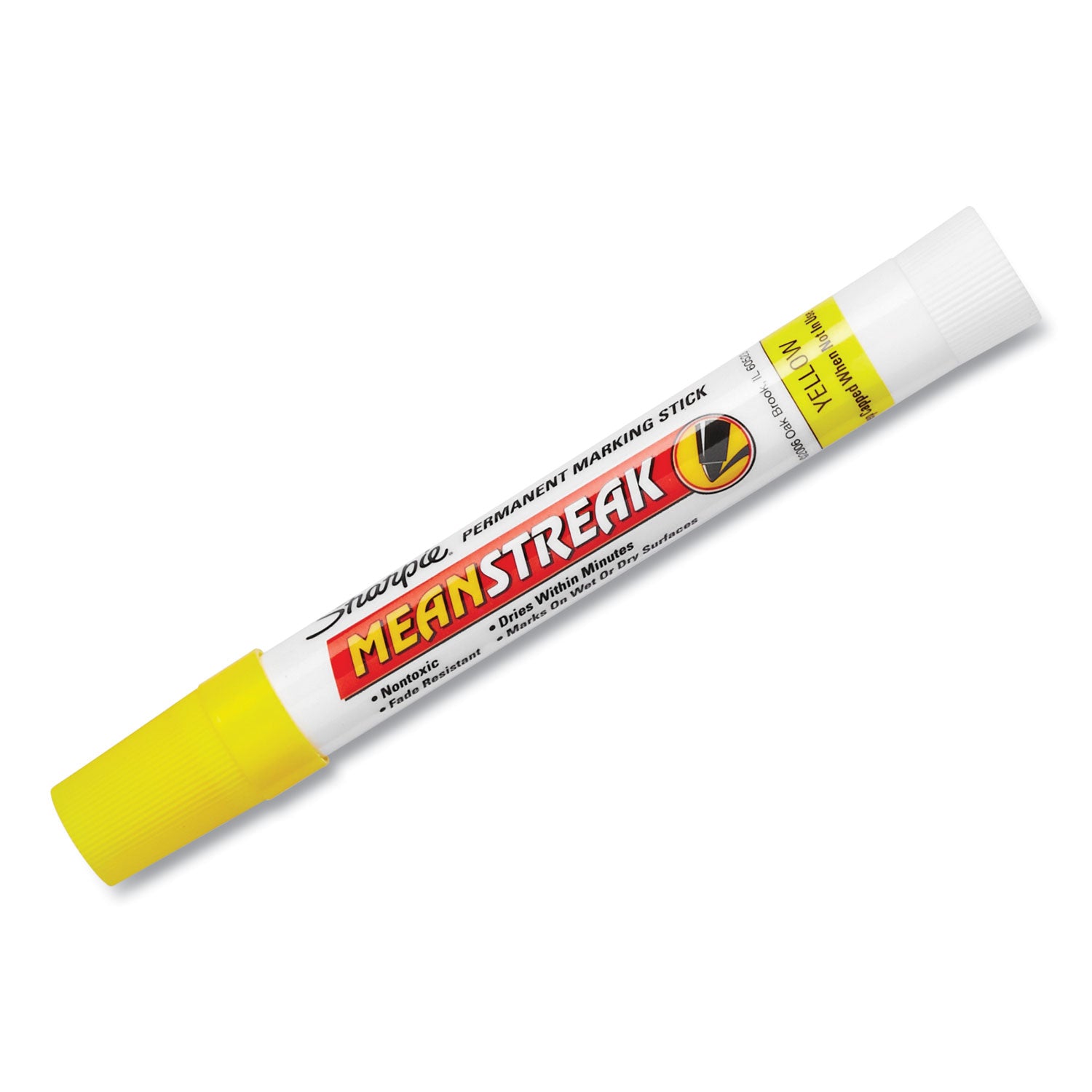 Sharpie Mean Streak Permanent Marking Stick - Broad Bullet Marker Point - Yellow Ink - 1 Each