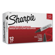 Sharpie Large Barrel Permanent Markers - Wide Chisel Marker Point - Black Ink - Alcohol Based - 1 Dozen