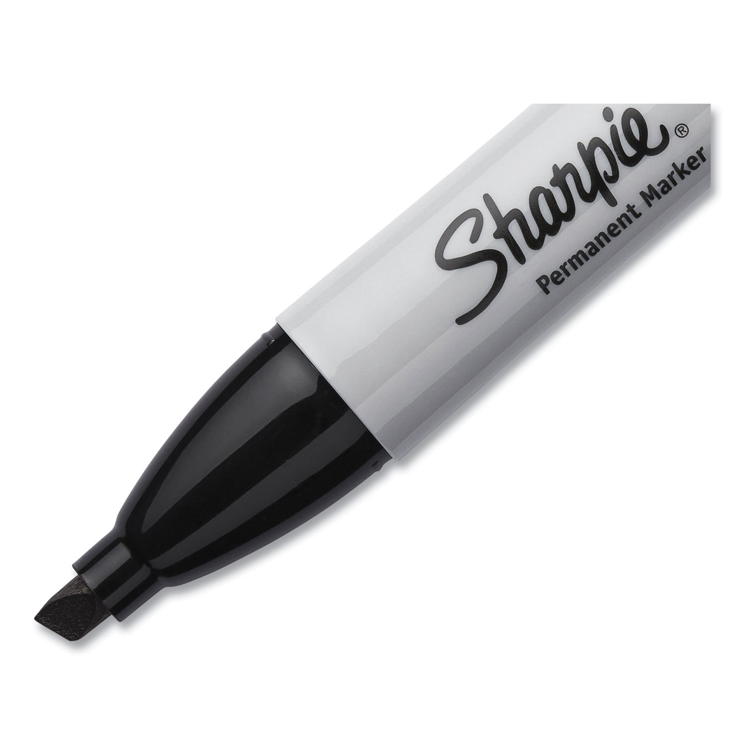 Sharpie Large Barrel Permanent Markers - Wide Chisel Marker Point - Black Ink - Alcohol Based - 1 Dozen