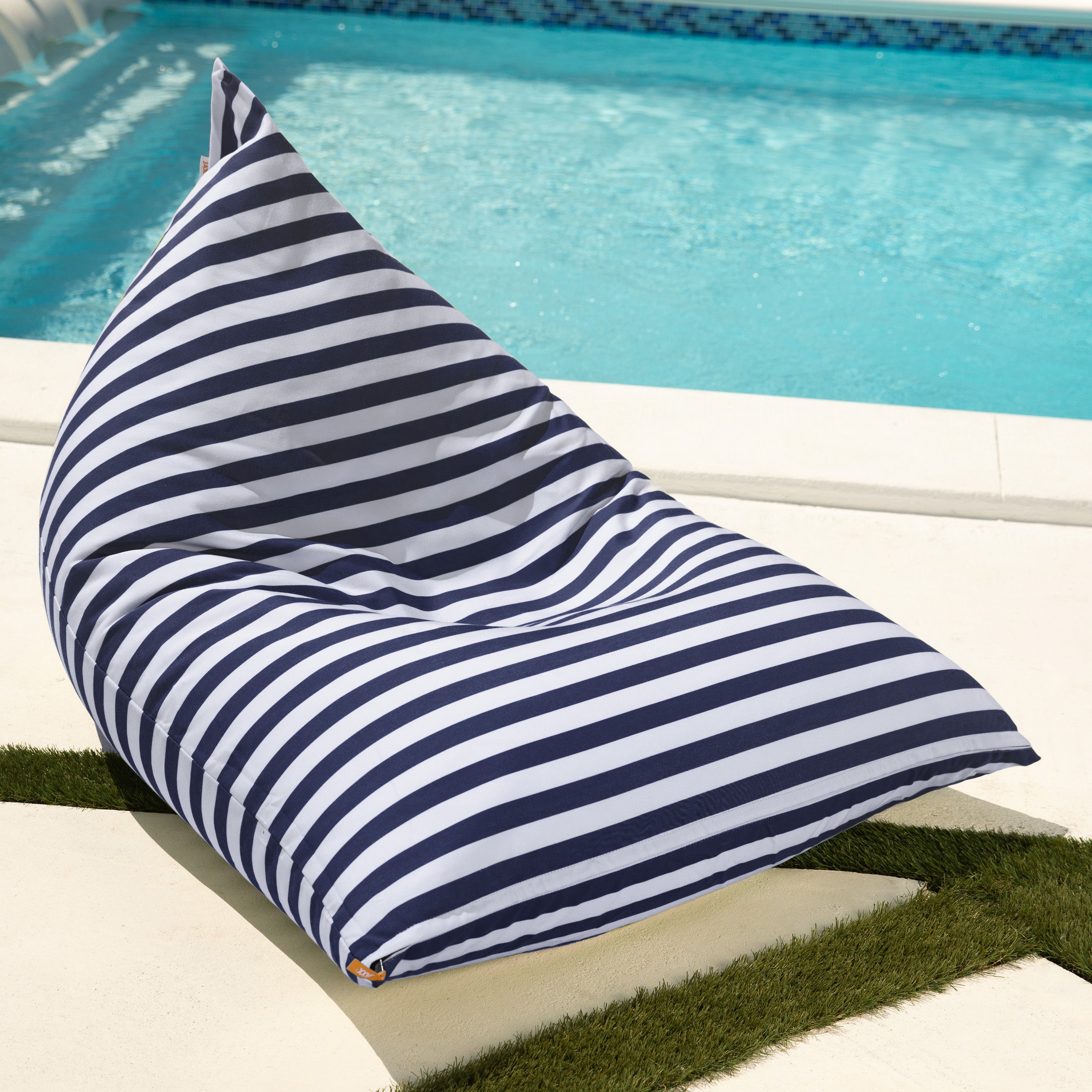 Jaxx Twist Outdoor Bean Bag Chair, Navy Stripes