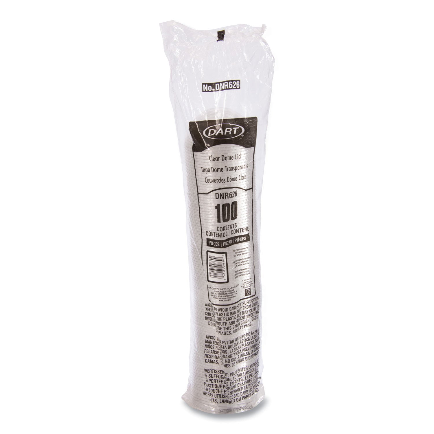 Plastic Dome Lid, Fits 5.5 oz to 26 oz Cold Cups, Clear, 1,000/Carton