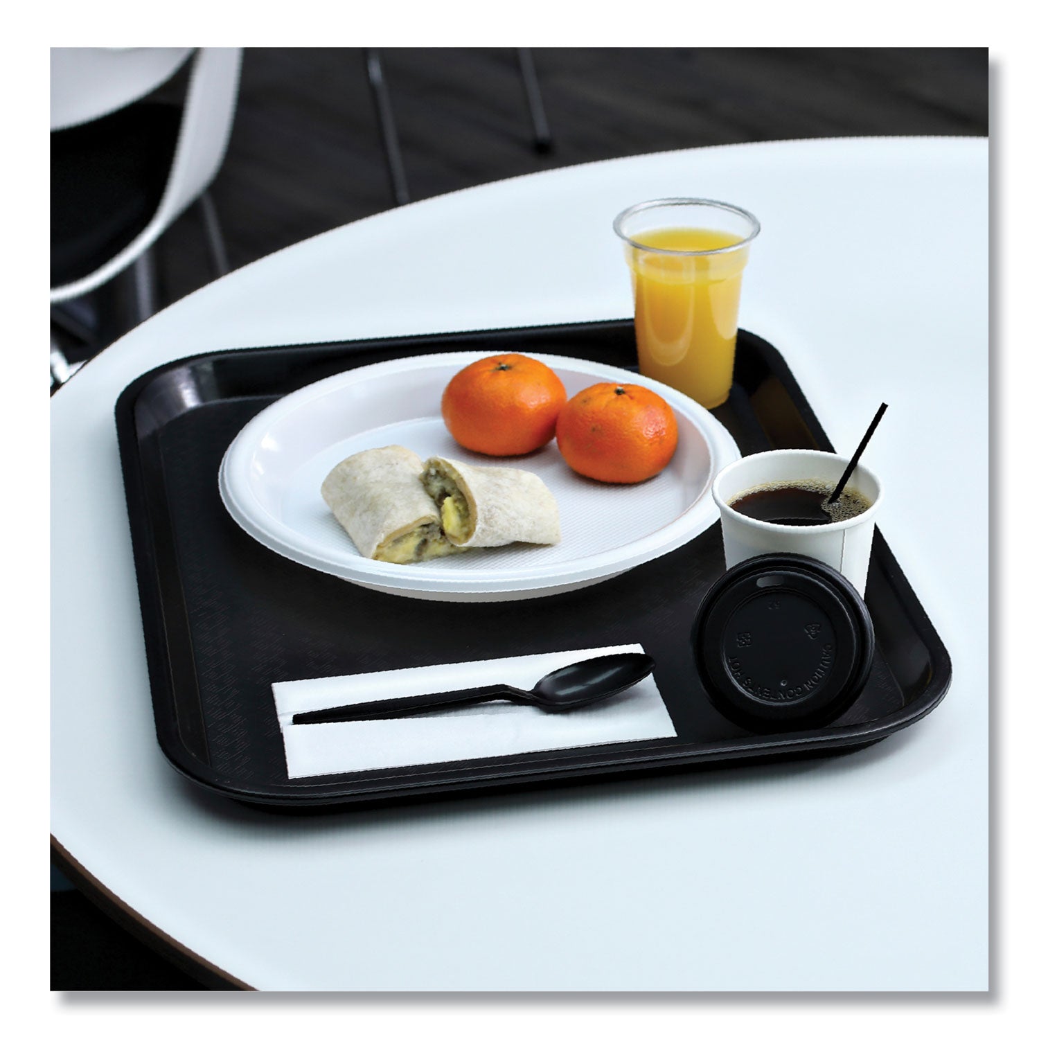 Heavyweight Wrapped Polypropylene Cutlery, Spoon, Plastic, Black, 1,000/Carton