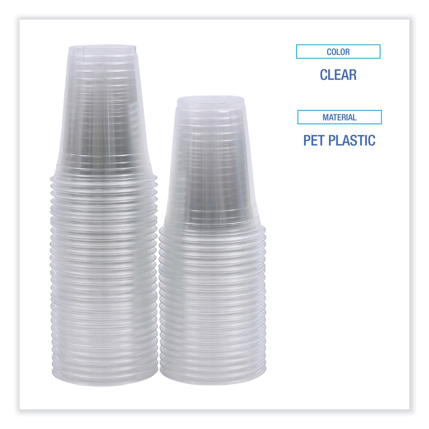 Clear Plastic Cold Cups, 16 oz, 50/Sleeve, 20 Sleeves/Carton