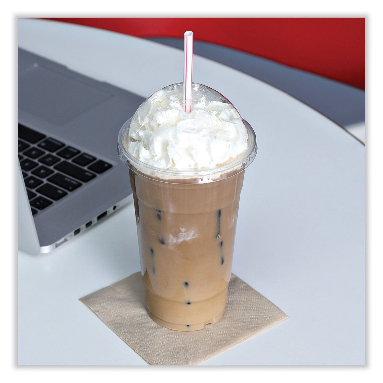 PET Cold Cup Dome Lids, Fits 14 oz to 24 oz Cold Cups, Plastic, Clear, 100/Sleeve, 10 Sleeves/Carton