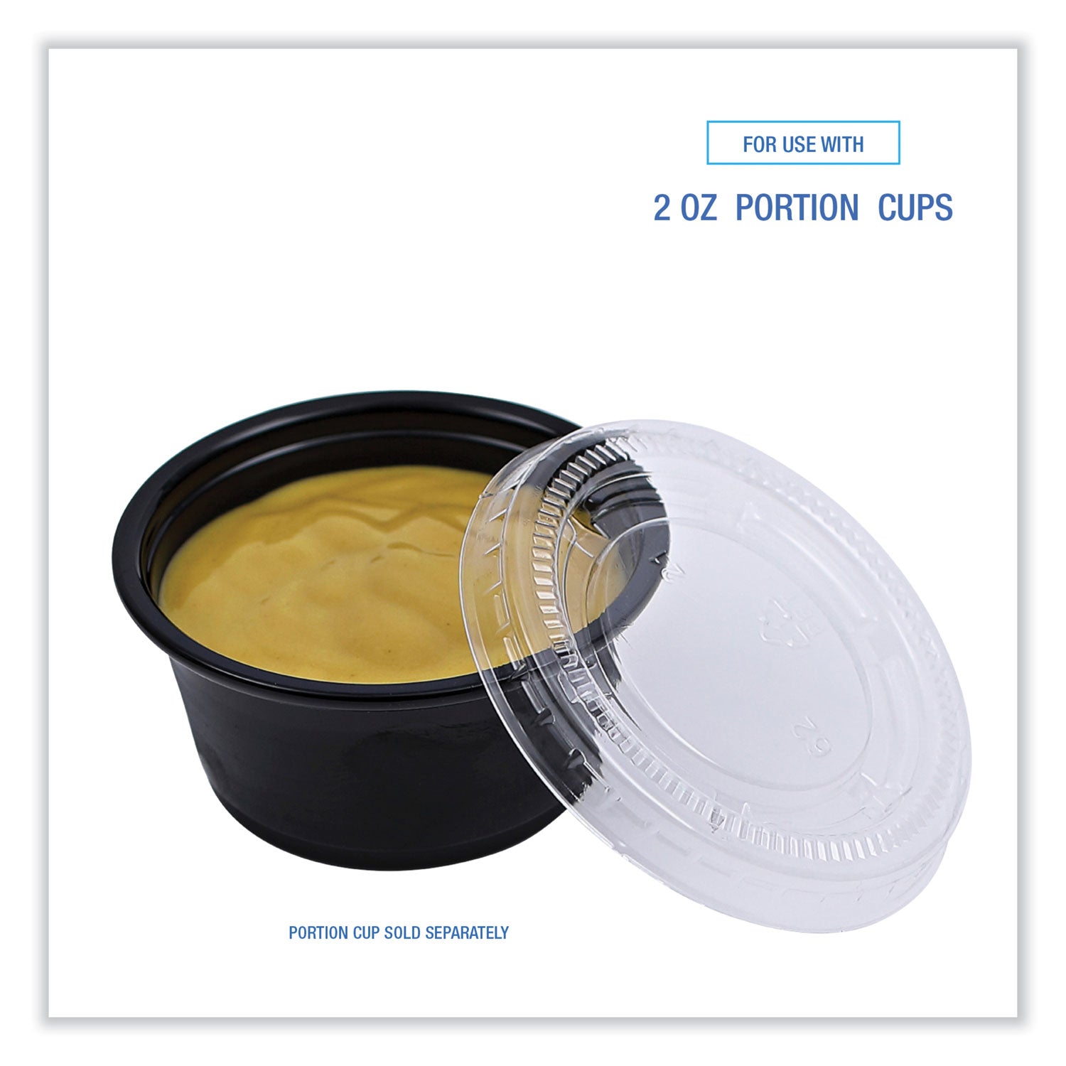 Souffle/Portion Cup Lids, Fits 1.5 oz and 2 oz Portion Cups, Plastic, Clear, 2,500/Carton