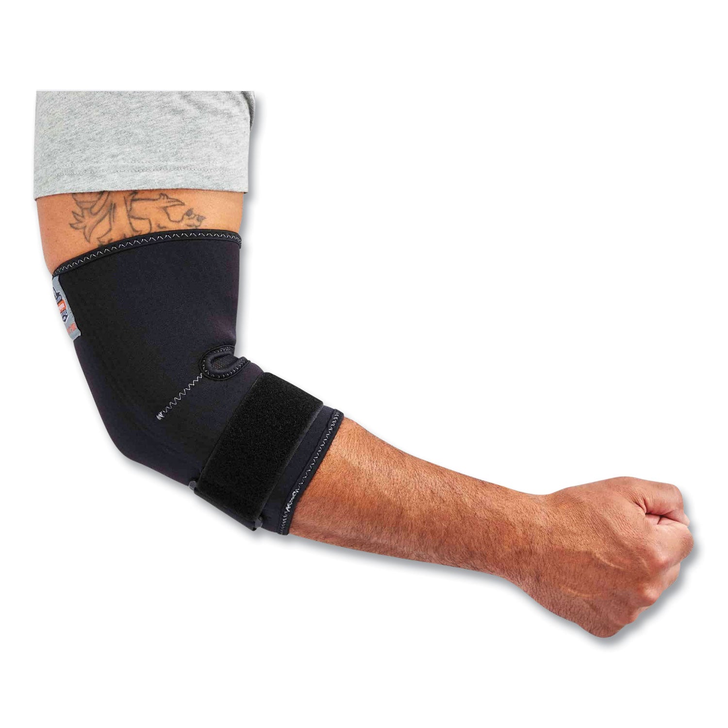 Ergodyne ProFlex 655 Elbow Sleeve with Strap, Black, Neoprene/Spandex, Medium, Ambidextrous, Adjustable, 1 Each