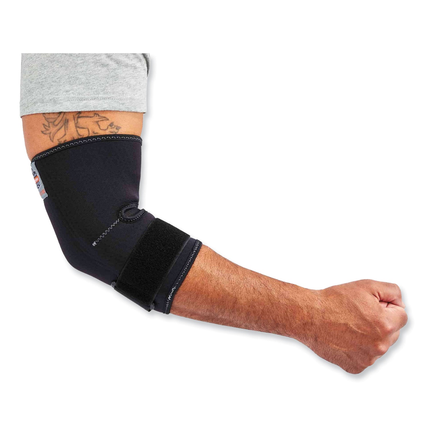 Ergodyne ProFlex 655 Elbow Sleeve with Strap, Black, Neoprene/Spandex, Large, Ambidextrous, Adjustable, 1 Each