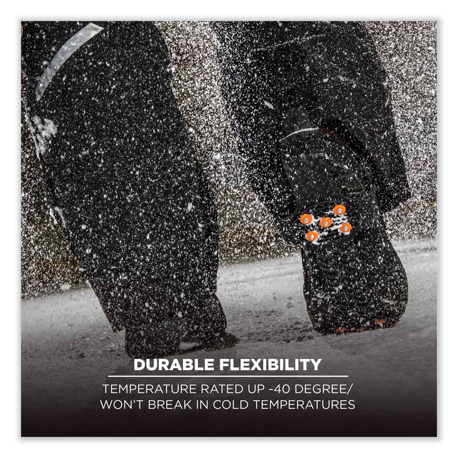 Ergodyne Trex 6310 Adjustable Slip-On Ice Cleats, Black, Steel/Rubber, Medium, 2 per Pair