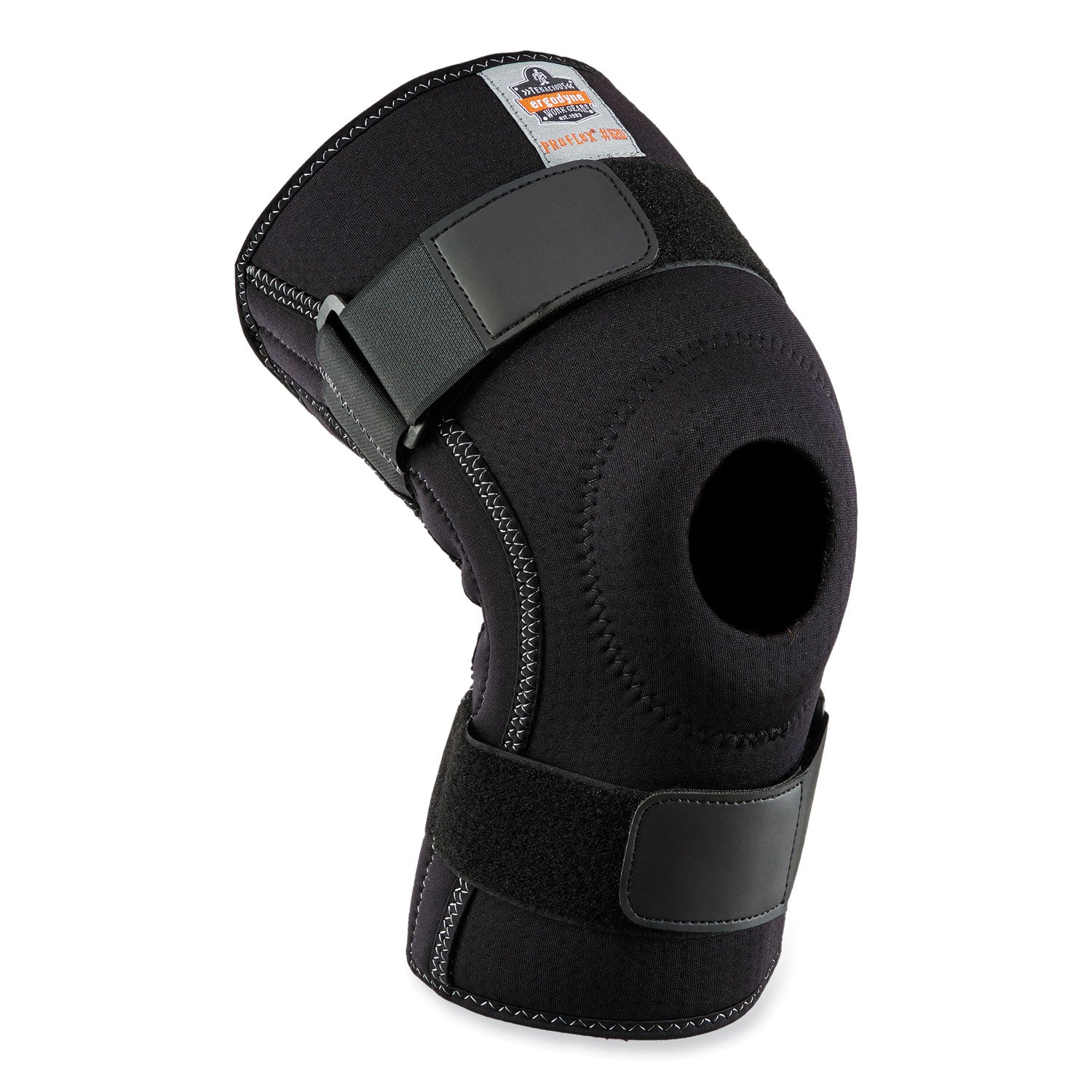 Ergodyne ProFlex 620 Knee Sleeve with Open Patella and Spiral Stays, Black, Neoprene, Large, 1 Each