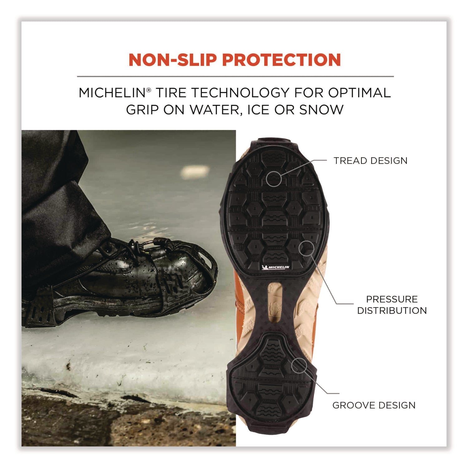 Ergodyne Trex 6325 Spikeless Traction Devices, Black, Extra-Large, Fits Men's Shoe/Boot Sizes 11-14, 2 per Pair