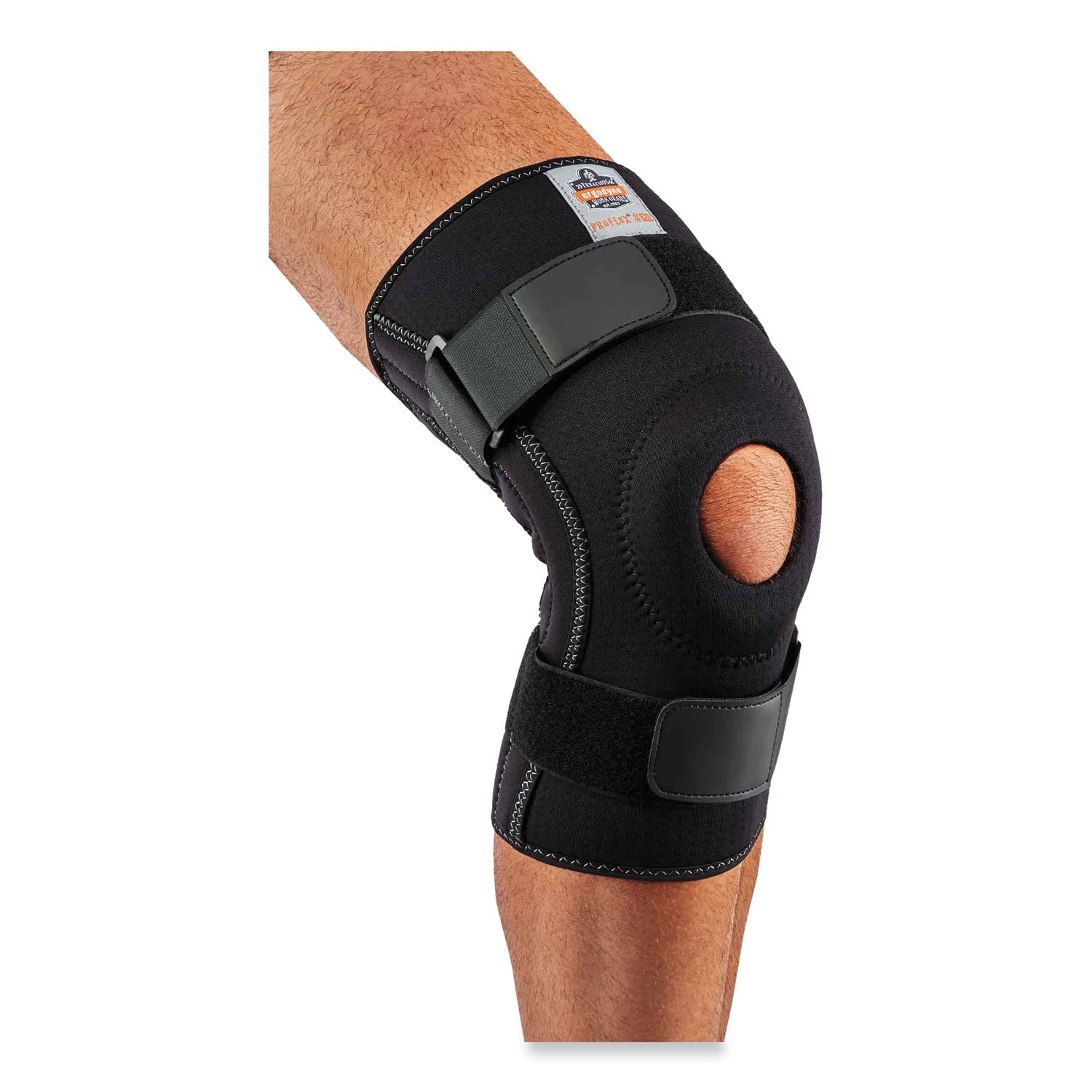 Ergodyne ProFlex 620 Knee Sleeve with Open Patella and Spiral Stays, Black, Neoprene, Medium, 1 Each