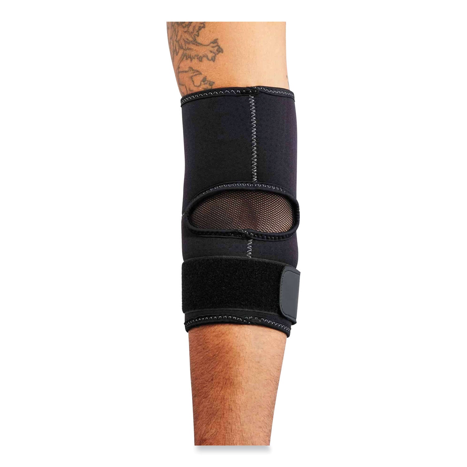 Ergodyne ProFlex 655 Elbow Sleeve with Strap, Black, Neoprene/Spandex, Large, Ambidextrous, Adjustable, 1 Each
