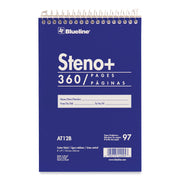 Blueline White Paper Wirebound Steno Pad - 350 Sheets - Wire Bound - Front Ruling Surface - 6" x 9" Sheet Size - White Paper - Cardboard Cover - Stiff-cover - 1 Each