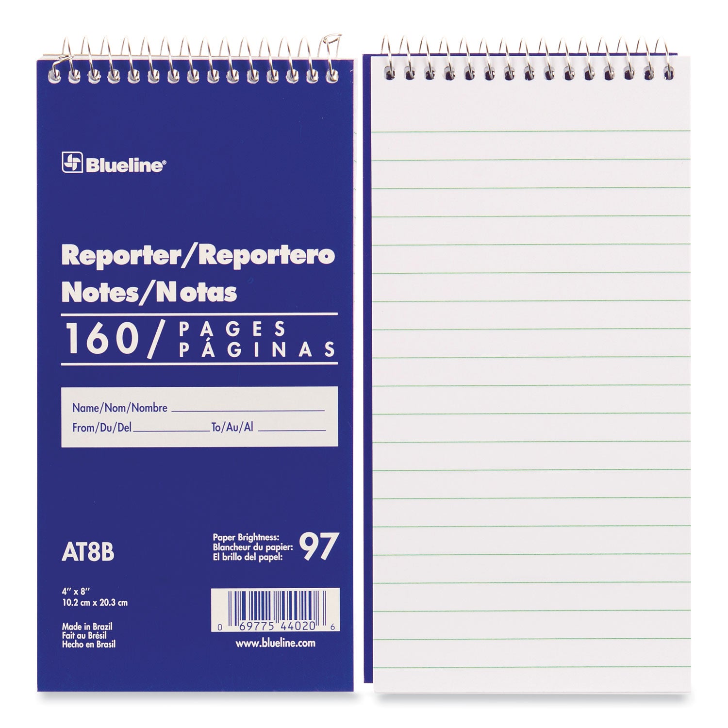 160 Sheets - Spiral - 4" x 8" Sheet Size - White Cover - 1 Each