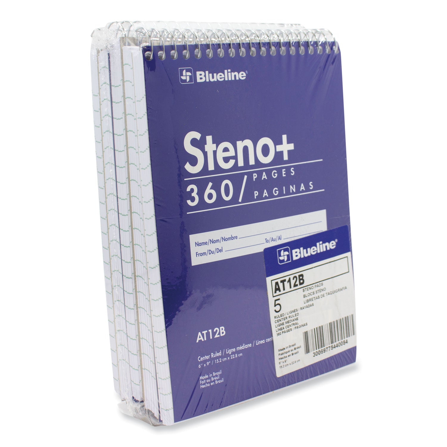 Blueline White Paper Wirebound Steno Pad - 350 Sheets - Wire Bound - Front Ruling Surface - 6" x 9" Sheet Size - White Paper - Cardboard Cover - Stiff-cover - 1 Each