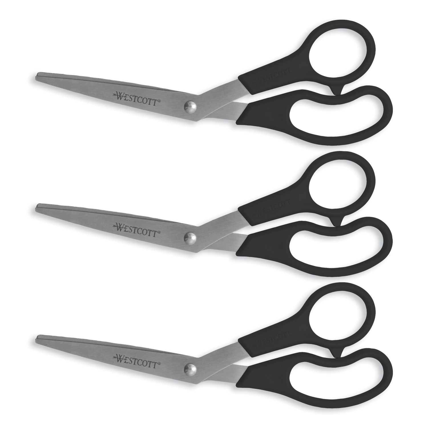 All Purpose Value Scissors, 8" Bent, Assorted Colors, Pack of 3