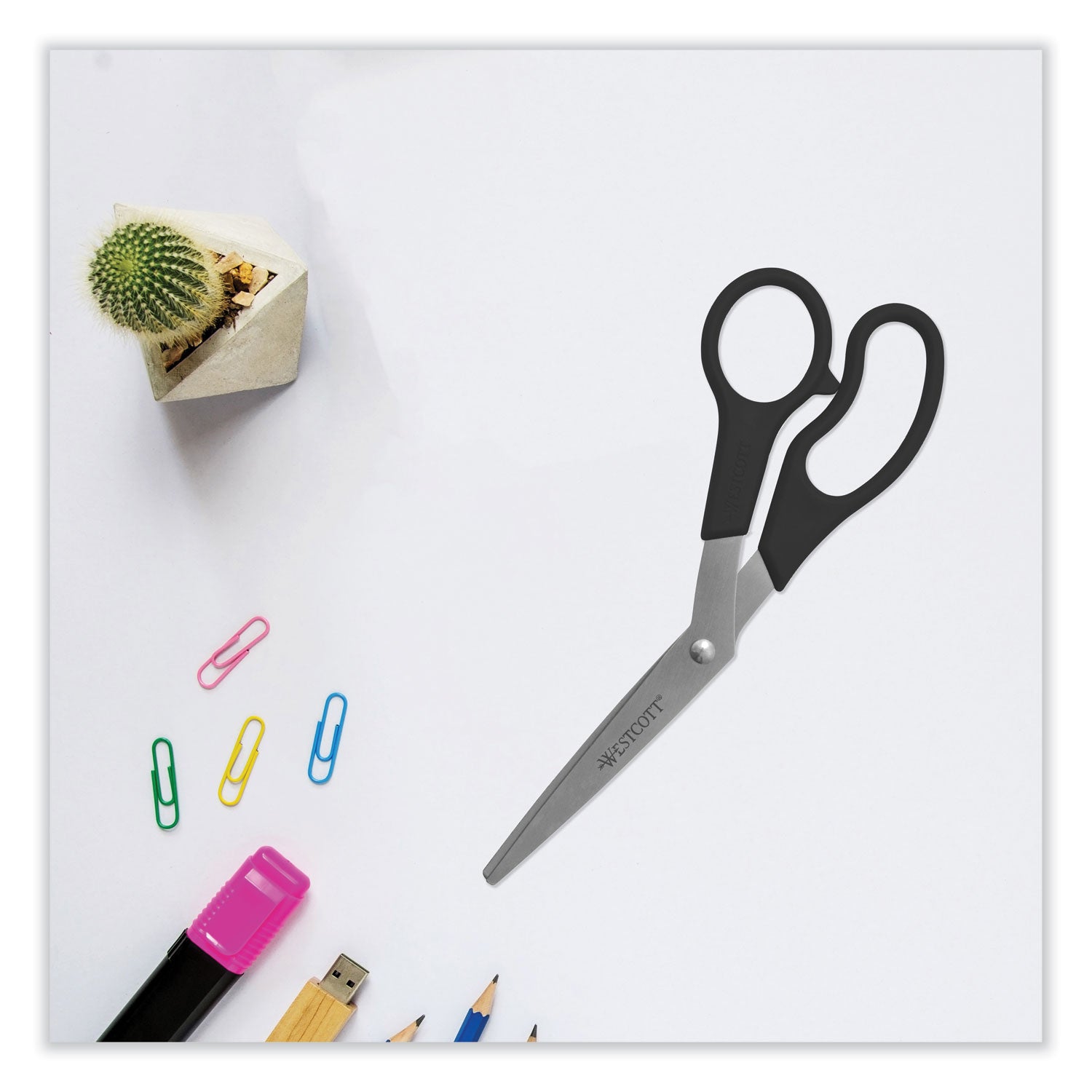 All Purpose Value Scissors, 8" Bent, Assorted Colors, Pack of 3