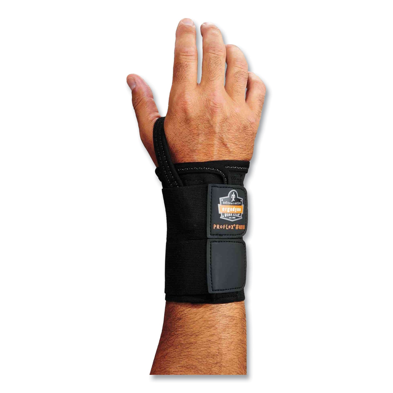 Ergodyne ProFlex 4010 Double Strap Wrist Support, Large, Right Hand, Black, Elastic, 1 Each