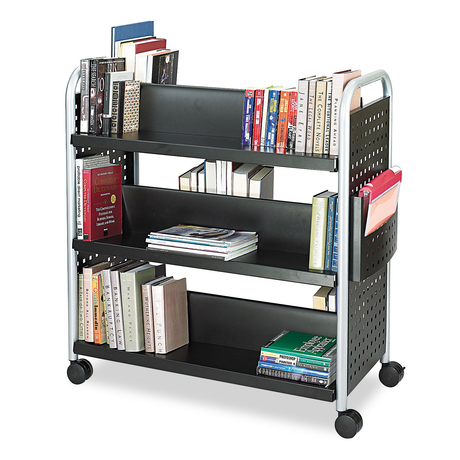 Cart 6 Shelf Scoot Book Blk