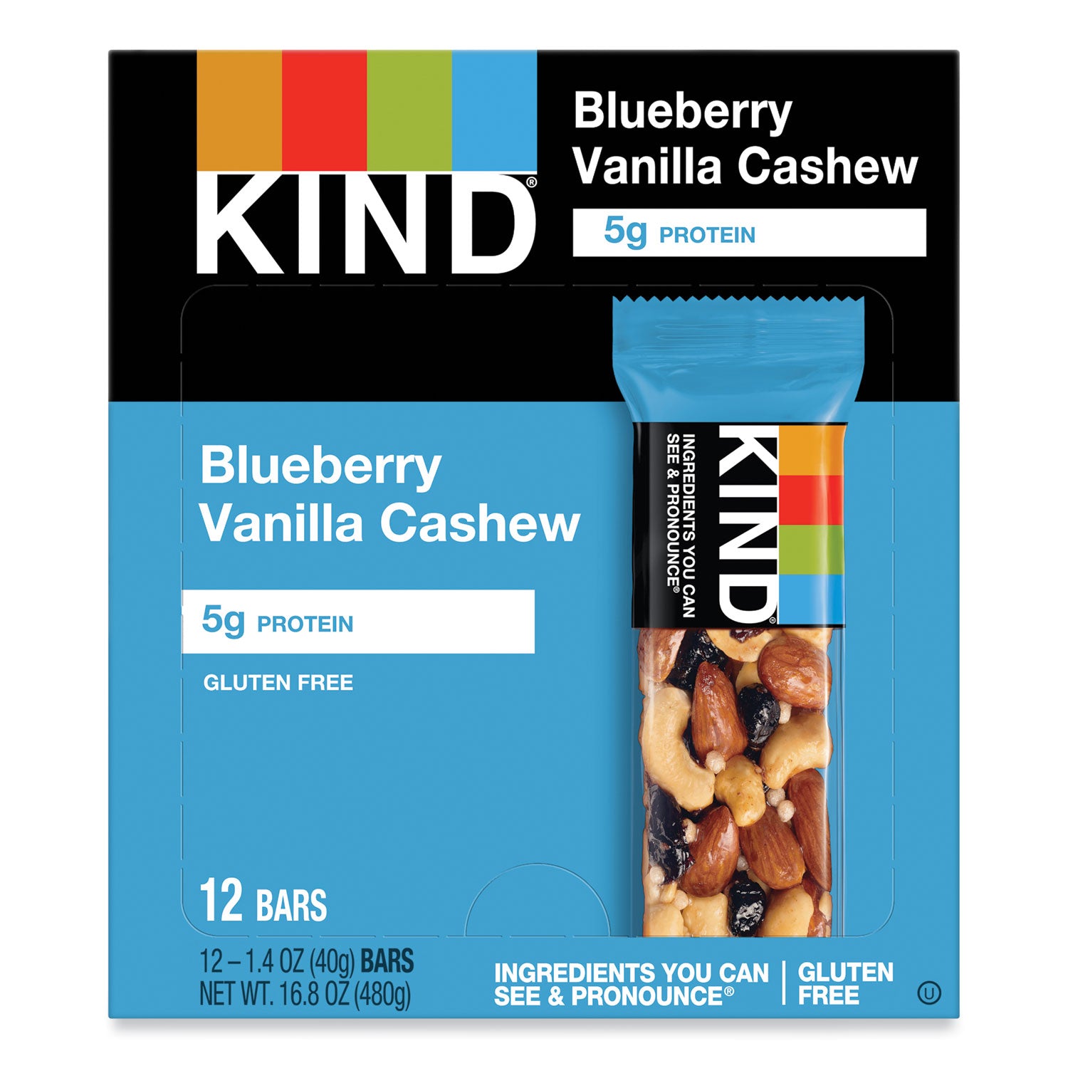 Trans Fat Free, High-fiber, Low Sodium, Dairy-free, Gluten-free, Peanut-free - Blueberry Vanilla Cashew - 1.41 oz - 1 Box