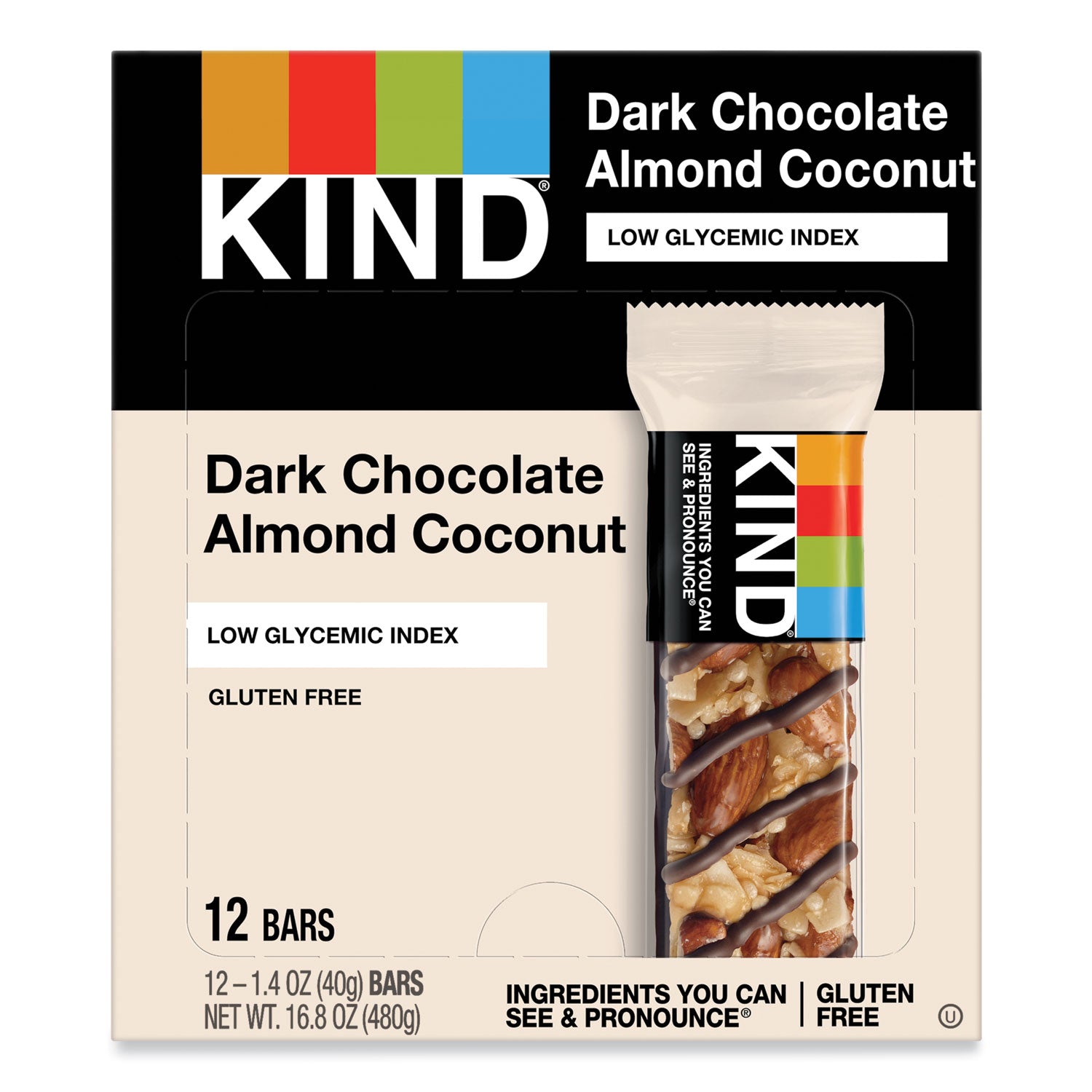 Gluten-free, Non-GMO, Sodium-free, Cholesterol-free, Fat-free, Individually Wrapped - Dark Chocolate Almond Coconut - 1.40 oz Box - 12 / Box
