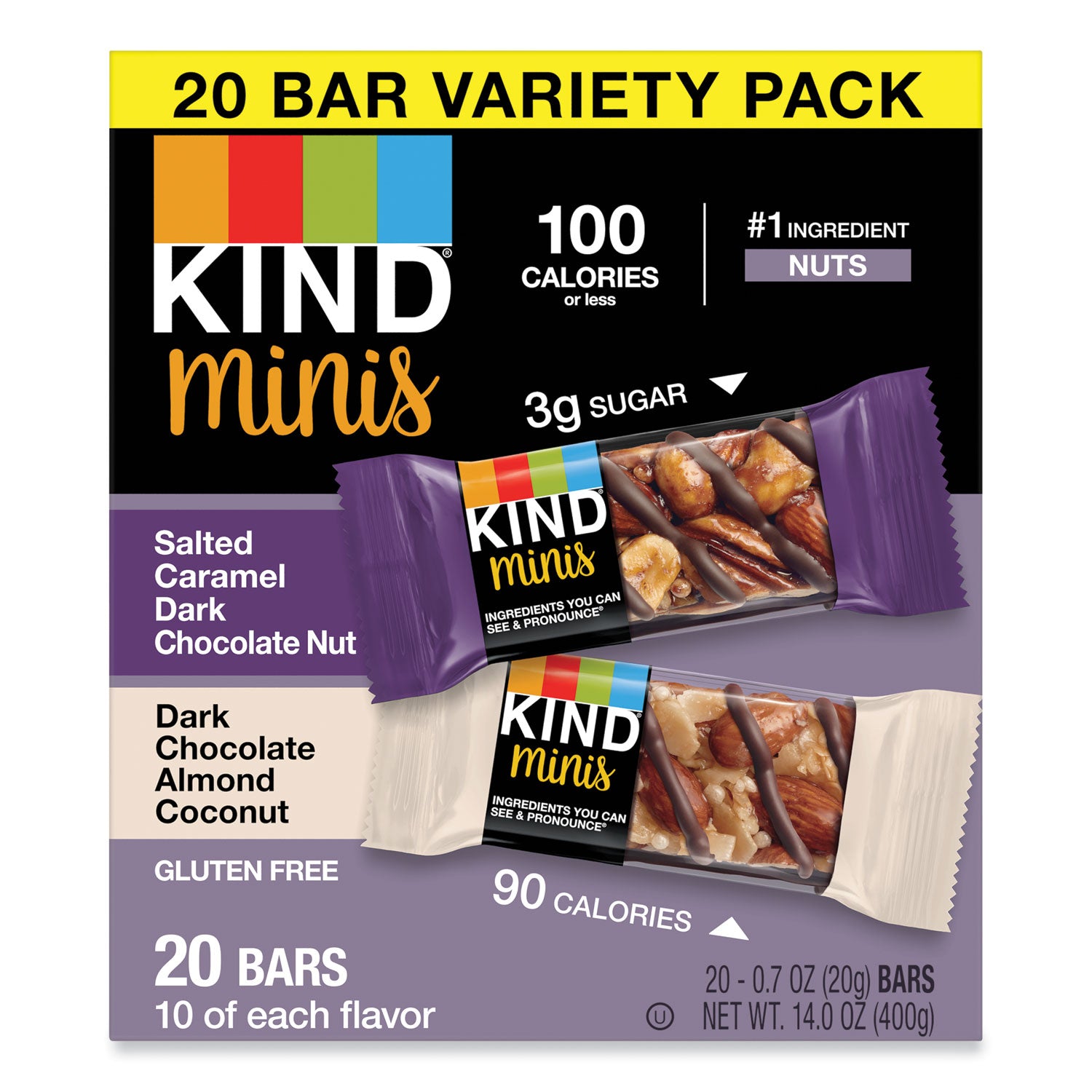 Trans Fat Free, Gluten-free, Low Glycemic, Low Sodium - Salted Caramel Dark Chocolate Nut, Dark Chocolate Almond Coconut - 0.70 oz - 1 Pack