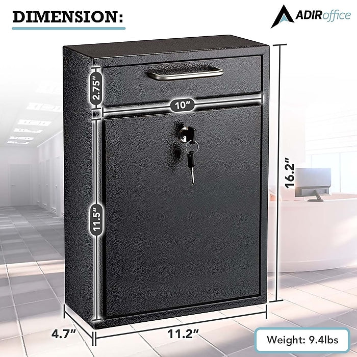 Large Wall Mountable Mailbox with Key Lock