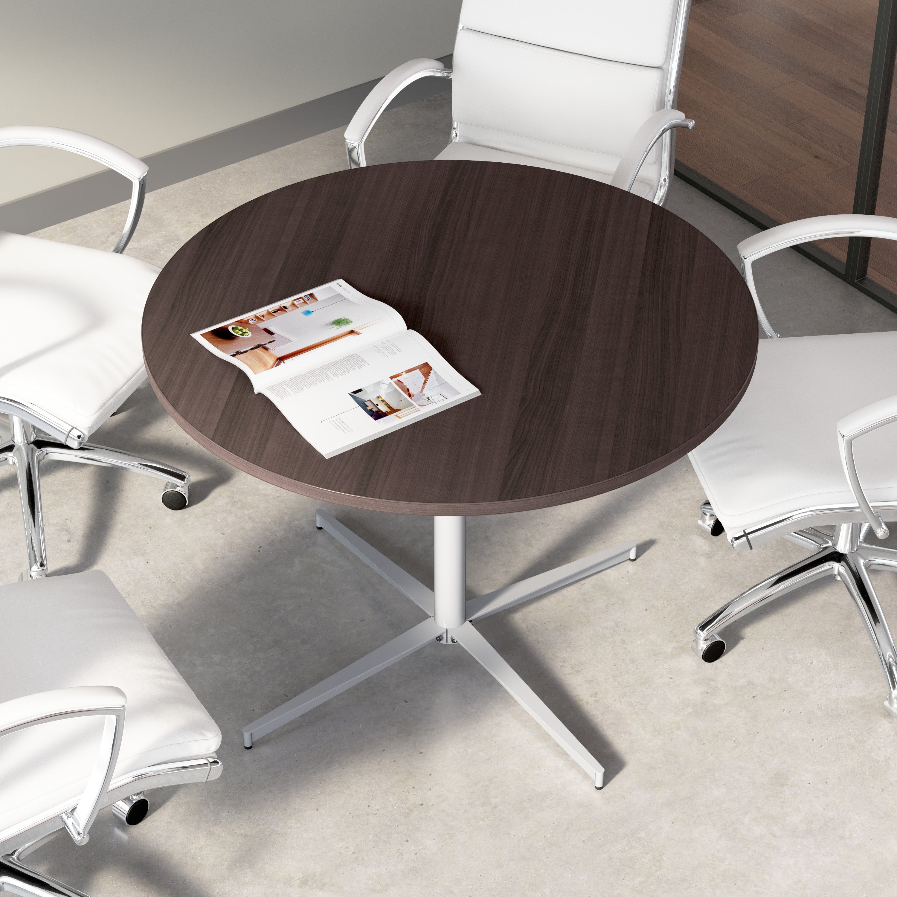 Bush Business Furniture 42-inch Round Conference Table with Metal Base in Storm Gray - 41.38" Width x 41.38" Depth x 30.33" Height