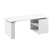 Bush Business Furniture Stratus&nbsp;72W x&nbsp;30D Electric Height Adjustable Standing Desk with Bookcase in White with White Base - 71.02" Width x 29.37" Depth x 27.44" Height