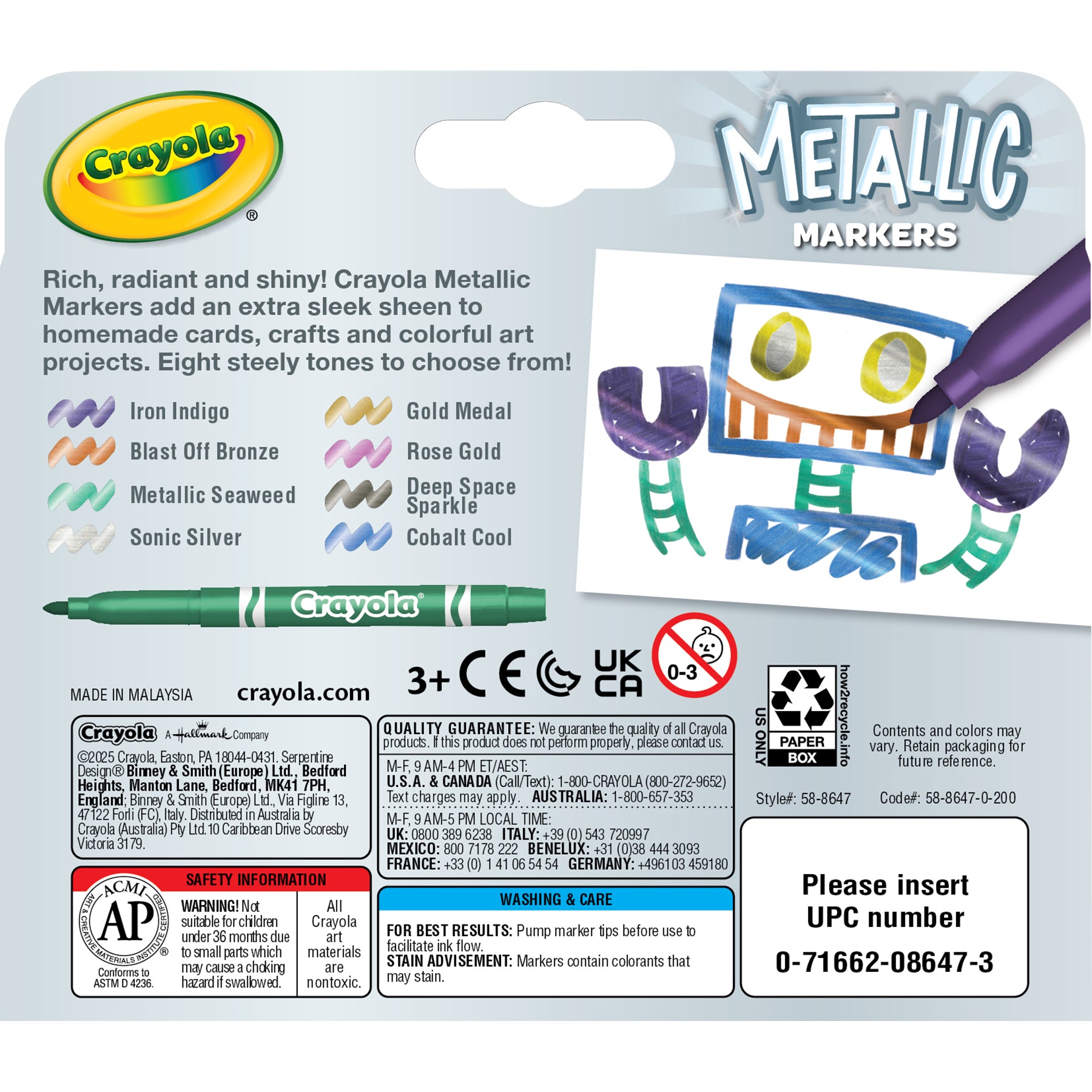 Metallic Markers, Pack of 8