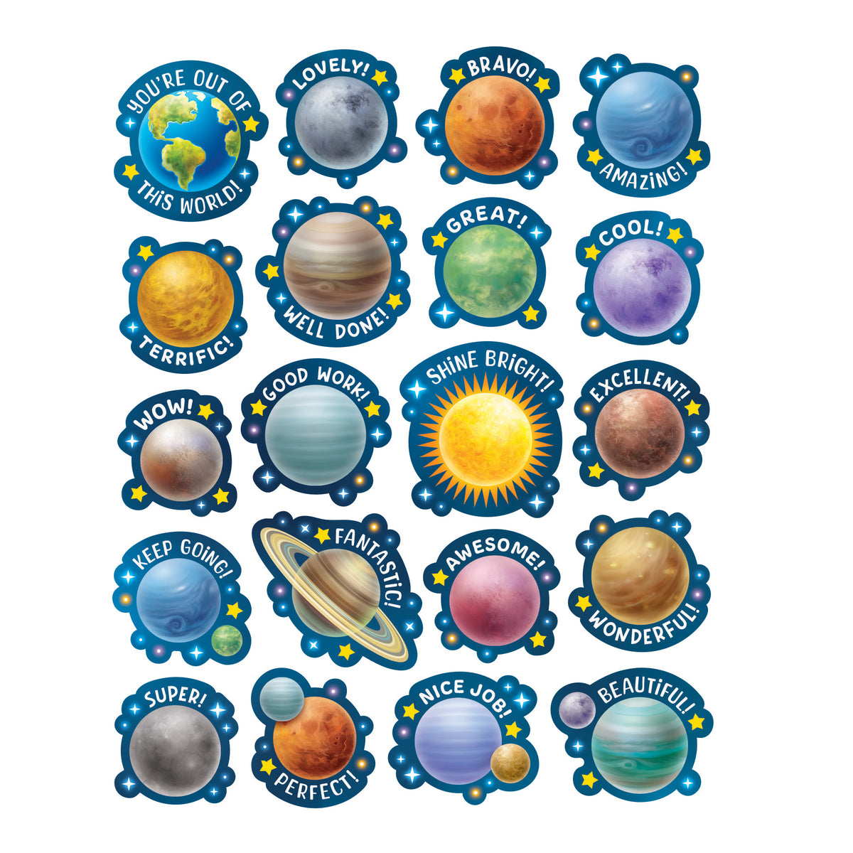 (3 PK) POSITIVE PLANETS STICKERS