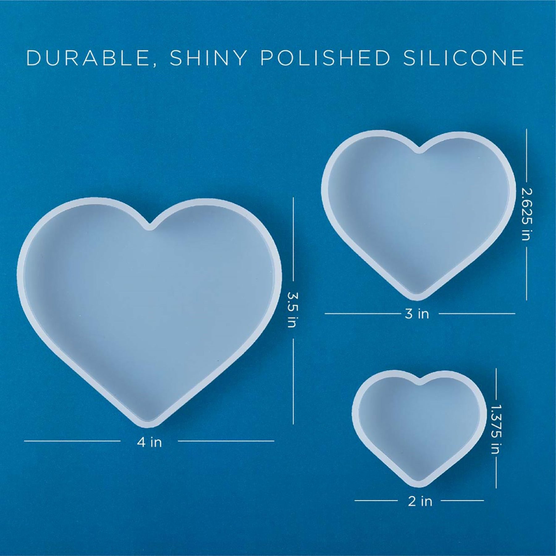 Silicone Resin Mold, Hearts, 3-Piece