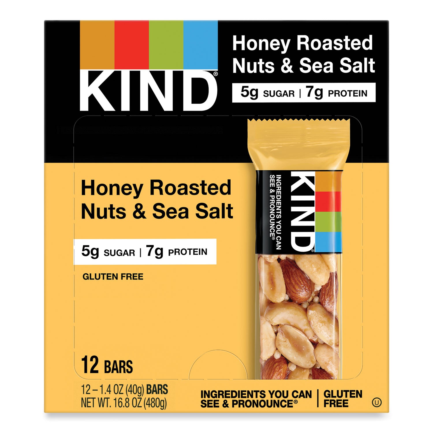 Trans Fat Free, High-fiber, Low Sodium, Dairy-free, Gluten-free - Honey Roasted Nuts & Sea Salt - 1.41 oz - 1 Box