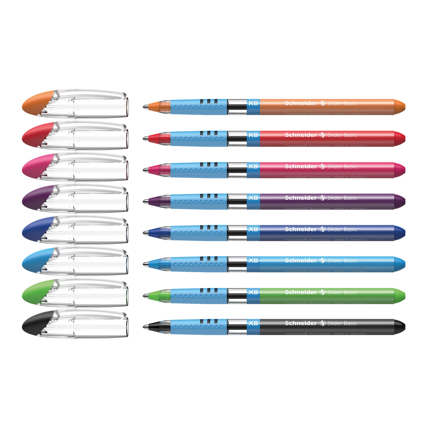 Slider Basic XB Ballpoint Pen, 1.4 mm, 8 Assorted Ink Colors in Reusable Wallet