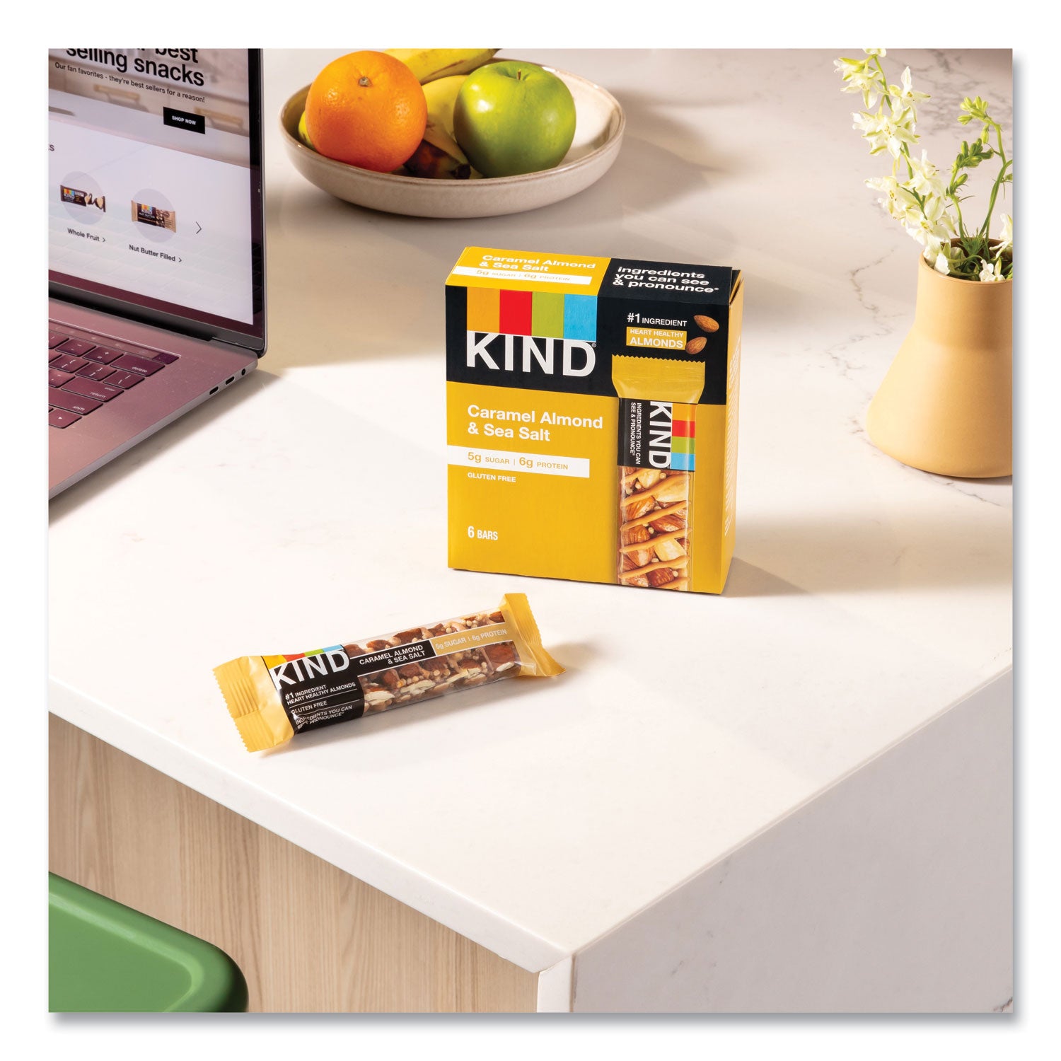 Cholesterol-free, Non-GMO, Gluten-free, Individually Wrapped, Trans Fat Free, Low Glycemic, Low Sodium - Caramel Almond and Sea Salt - 1.40 oz - 12 / Box